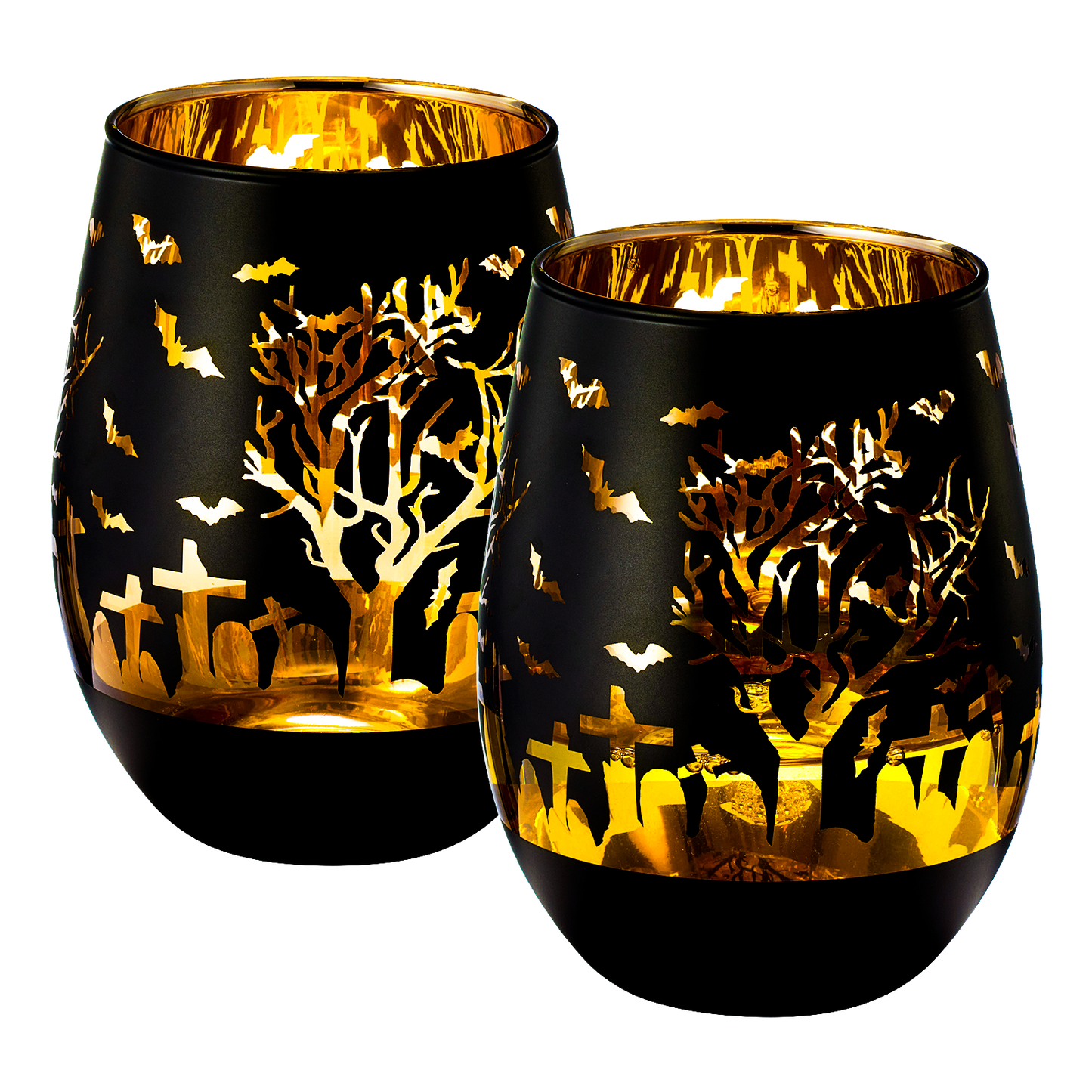 Crystal Halloween Stemless Wine Glass - Set of 2