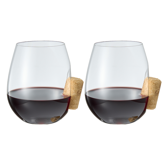 Corked Stemless Wine Glasses | Set of 2