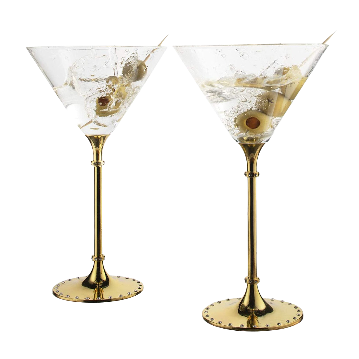 Rhinestone Studded Martini Glasses, Set of 2