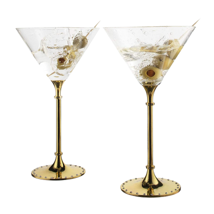 Rhinestone Studded Martini Glasses, Set of 2