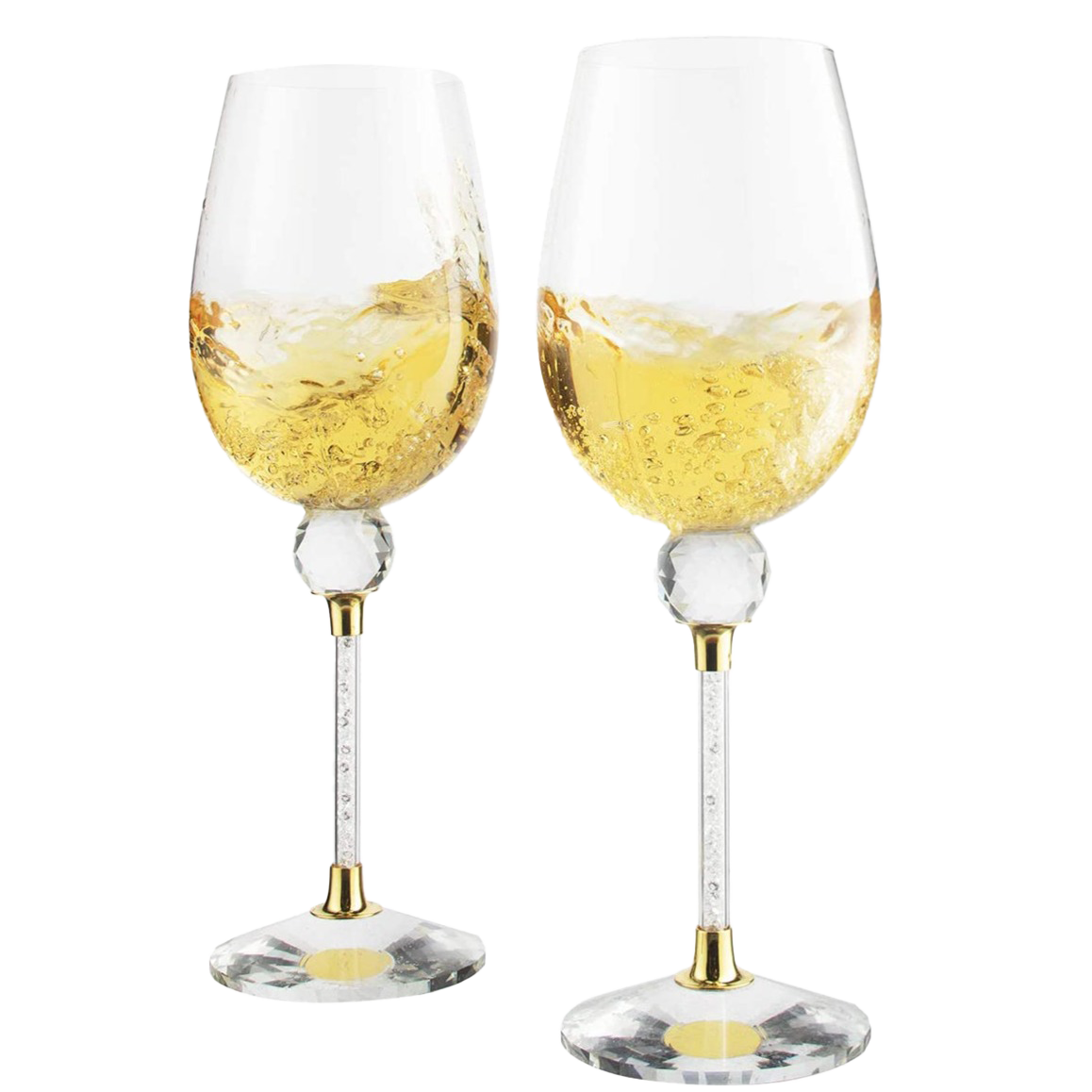 Rhinestone Studded Wine Glasses Set of 2