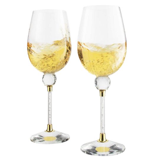 Rhinestone Studded Wine Glasses Set of 2