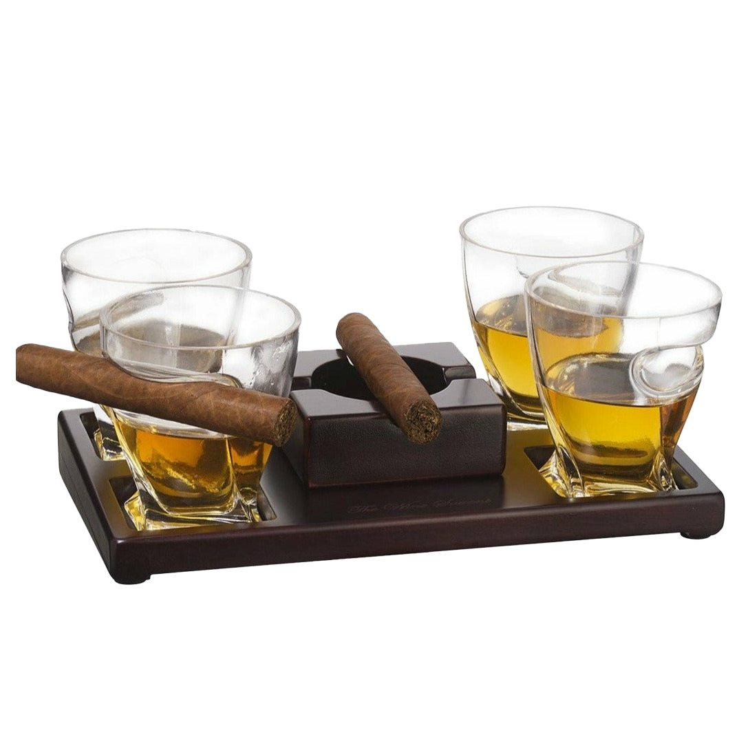 Cigar Holder Whiskey Glasses Set