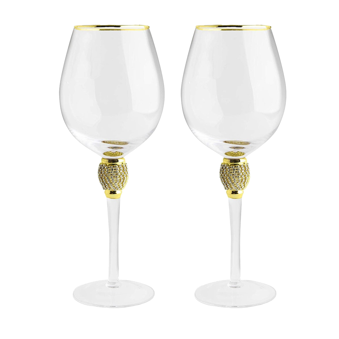 Large Diamond Wine Glasses Set of 2