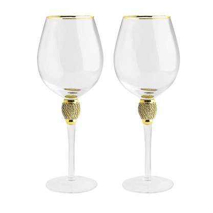 Large Diamond Wine Glasses Set of 2