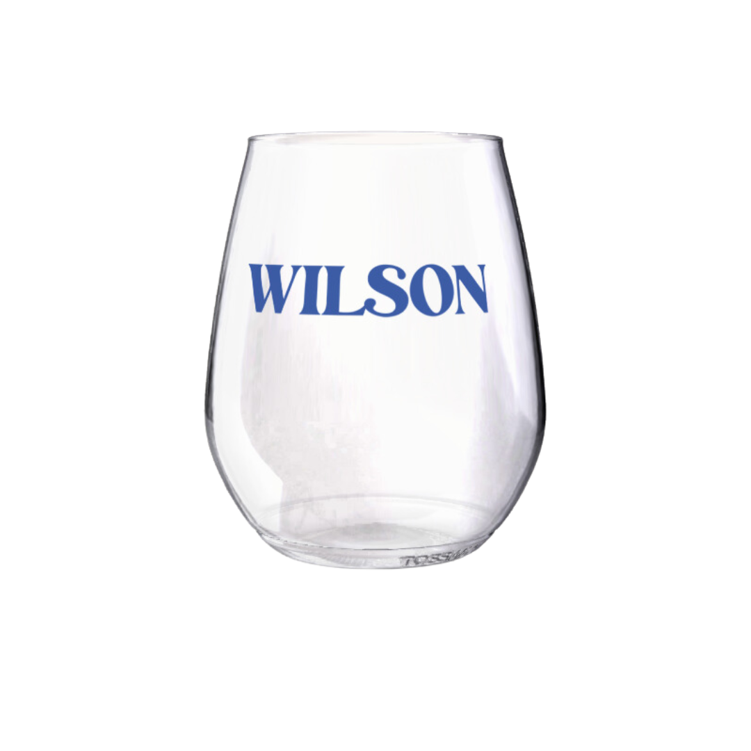 Shatterproof Wine Glass Set - Custom Name Blue