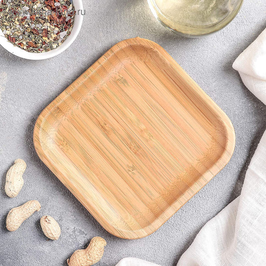 Bamboo Square Plate 6" inch X 6" inch |For Appetizers-0