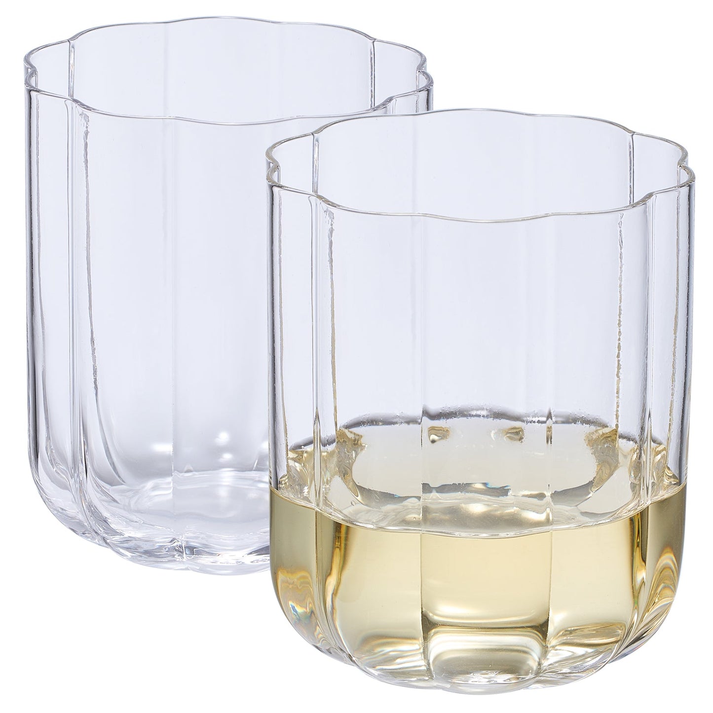 Flower Vintage Glass Stemless Highball - Set of 2