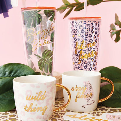 Wild Thing Coffee Mug with Gold Lettering | 14 oz | Curved Gold Handle