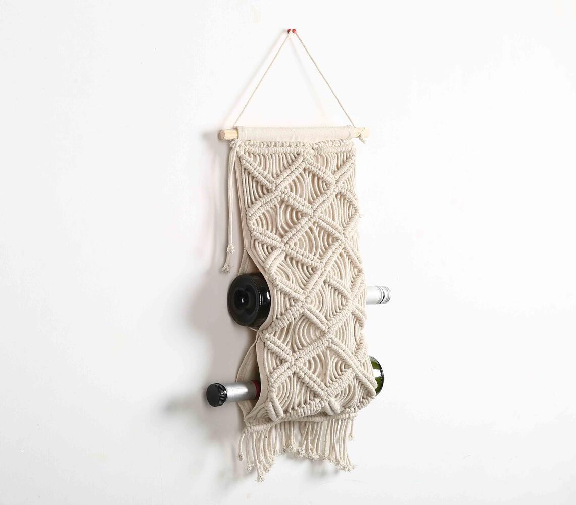 Bohemian Macrame Cotton Wine Rack-0