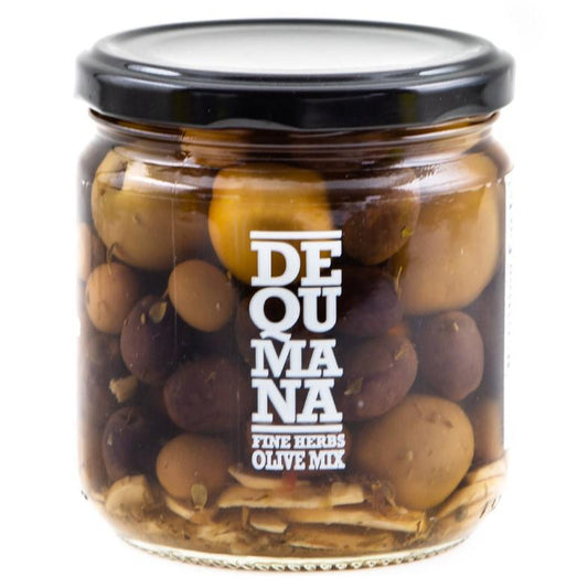 Dequmana Olives - Olive Mix with Fine Herbs (12OZ) by The Epicurean Trader