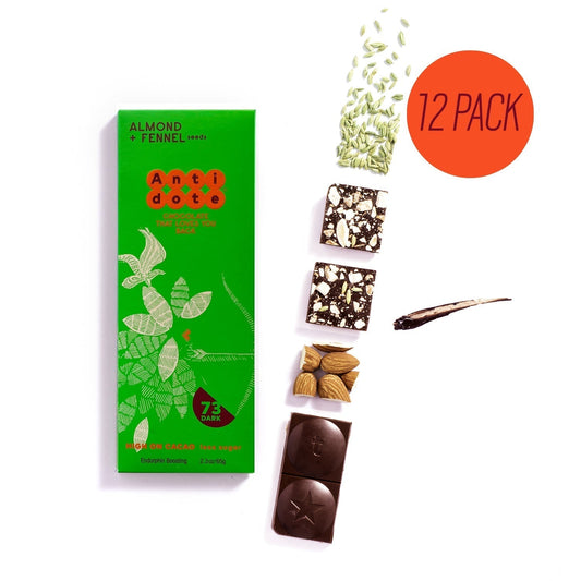 Antidote Chocolate ARTEMIS: ALMOND + FENNEL Cases - 3 cases x 12 bars