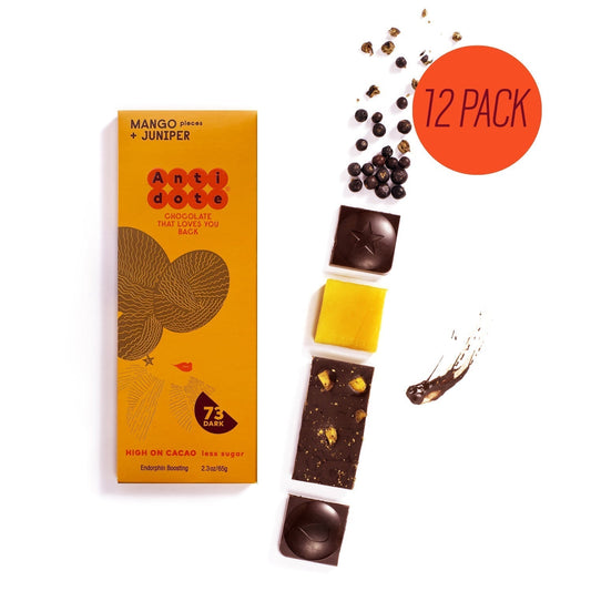 Antidote Chocolate HYBRIS: MANGO + JUNIPER Cases - 3 cases x 12 bars