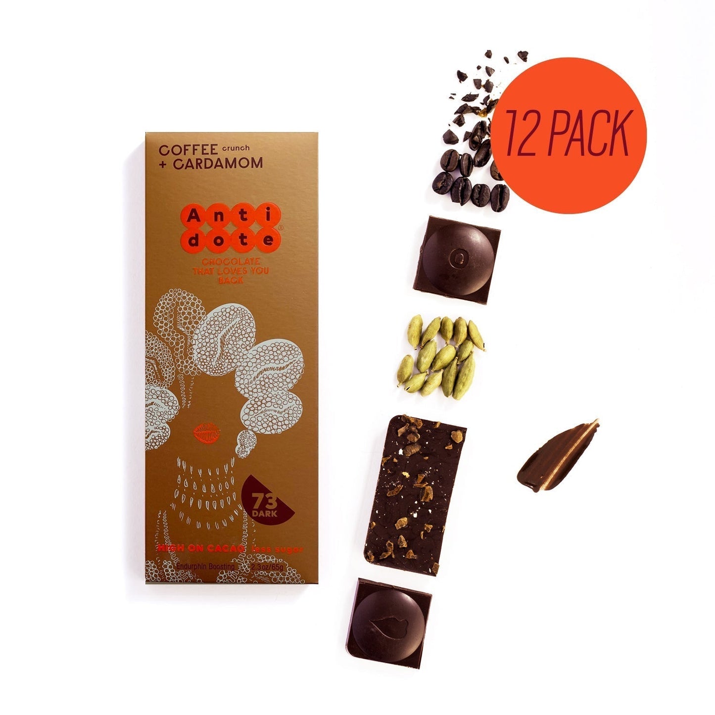 Antidote Chocolate KAKIA: COFFEE + CARDAMOM Cases - 3 cases x 12 bars
