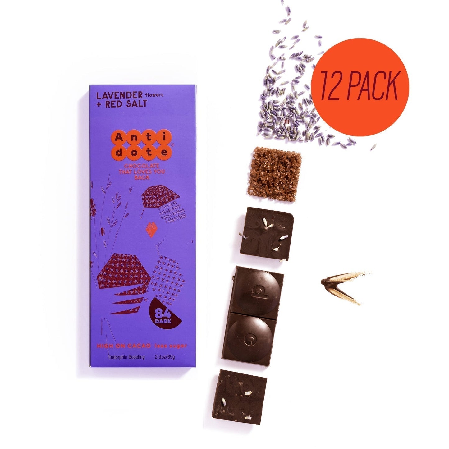Antidote Chocolate PANAKEIA: LAVENDER + RED SALT Cases - 3 cases x 12 bars