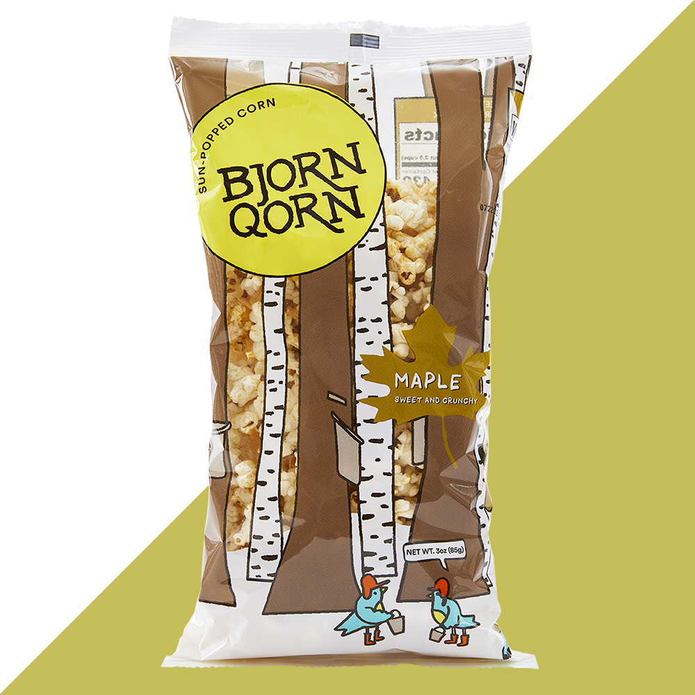 Bjorn Qorn Maple Popcorn Bags - 12-Pack x 3oz Bag by Farm2Me