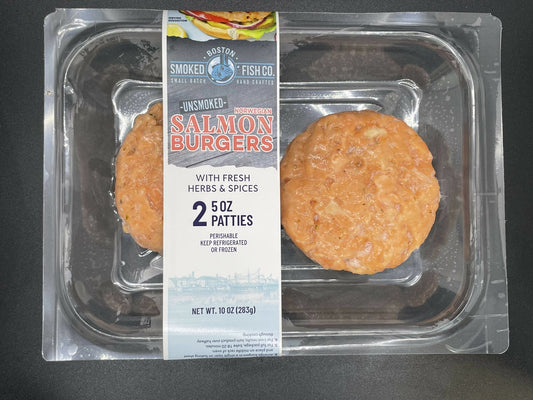 Signature Salmon Burger Retail Pack (Norwegian Salmon) - 8 x 10 oz by Farm2Me