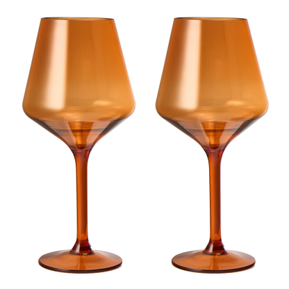 Burnt Orange Floating Wine Glasses - Set of 2