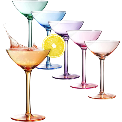 Colored Coupe Glasses Set of 6 | 12 oz