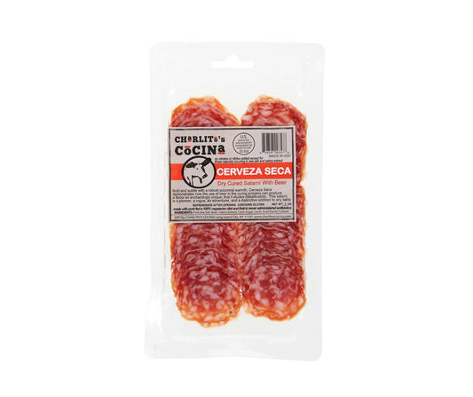 Charlito’s Cocina Cerveza Seca - Dry Cured Beer Salamis (Presliced) - 15 x 3oz by Farm2Me