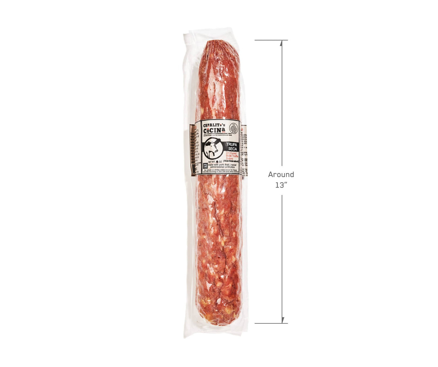 Charlito’s Cocina Trufa Seca - Foodservice Dry Cured Black Truffle Salami - 6 x 1.5 LB by Farm2Me