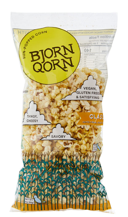 Bjorn Qorn Popcorn Classic Bags - 12-Pack x 3oz Bag by Farm2Me