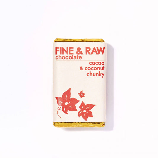 Fine and Raw Cacao & Coconut Chunky Chocolate Bars, Organic - 10 Bars x 1.5oz