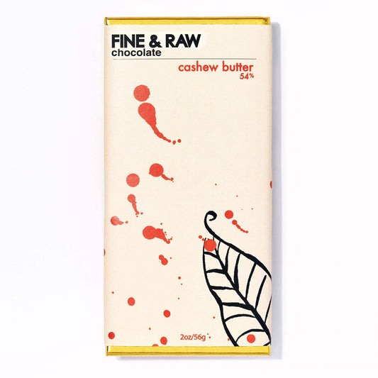 Fine and Raw Chocolate Bars, Cashew Butter Filled, Organic (54% Cocoa / Cacao) - 10 Bars x 2oz