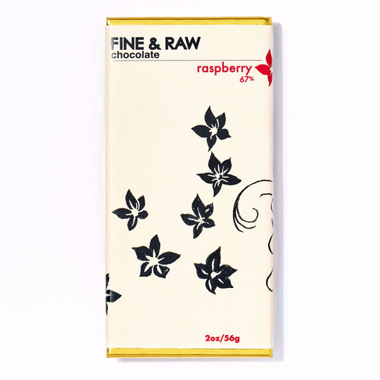 Fine and Raw Dark Chocolate Bars, Raspberry (67% Cocoa / Cacao), Organic - 10 Bars x 2oz