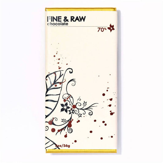 Fine and Raw Dark Chocolate, Organic (70% Cocoa / Cacao) - 10 Bars x 2oz