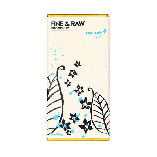 Fine and Raw Dark Chocolate with Sea Salt, (70% Cocoa / Cacao), Organic - 10 Bars x 2oz