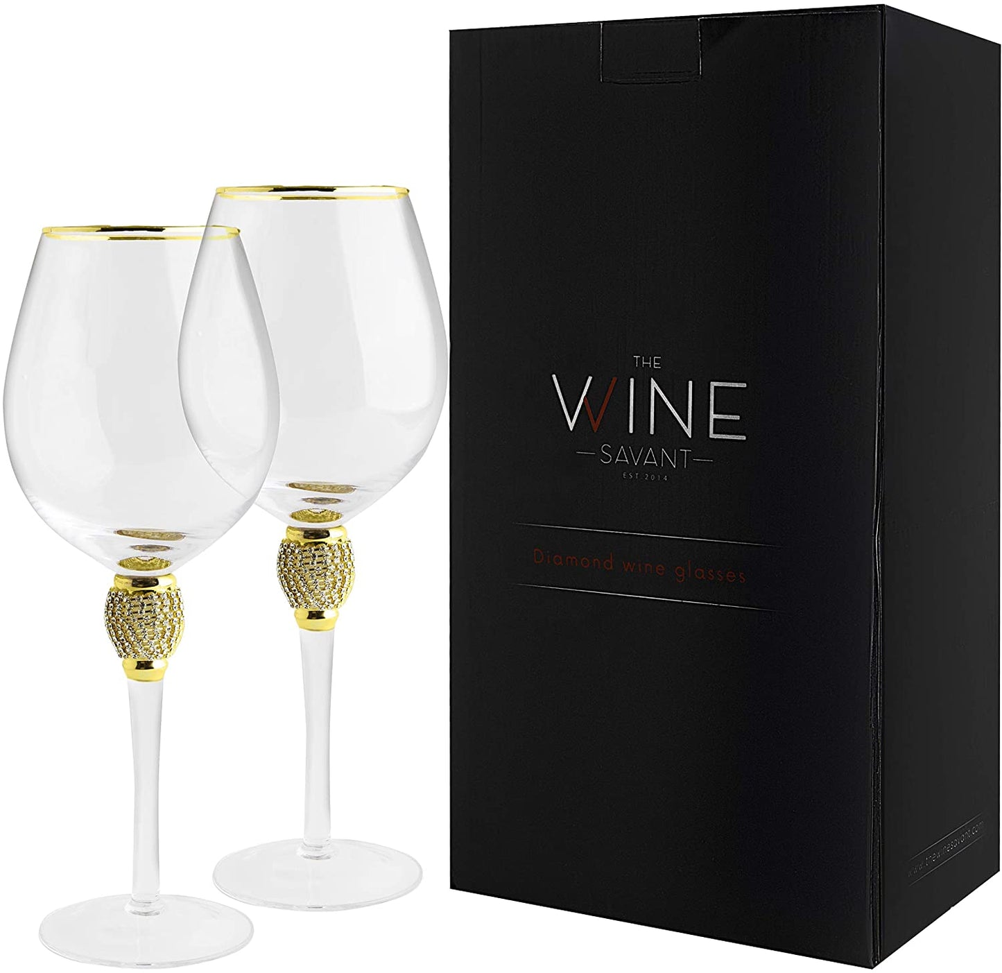 Large Diamond Wine Glasses Set of 2