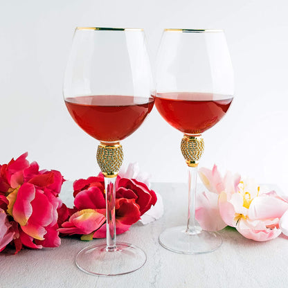 Large Diamond Wine Glasses Set of 2