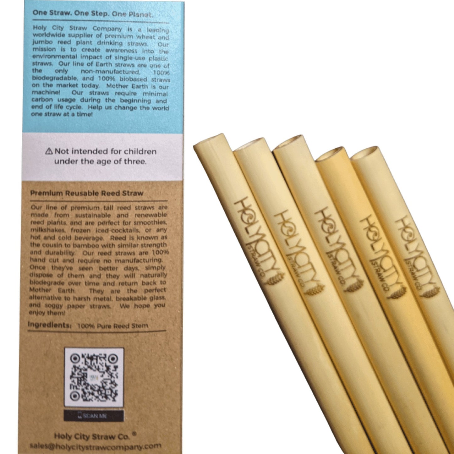 Holy City Straw Tall Premium Reusable Reed Straws - 5 ct box