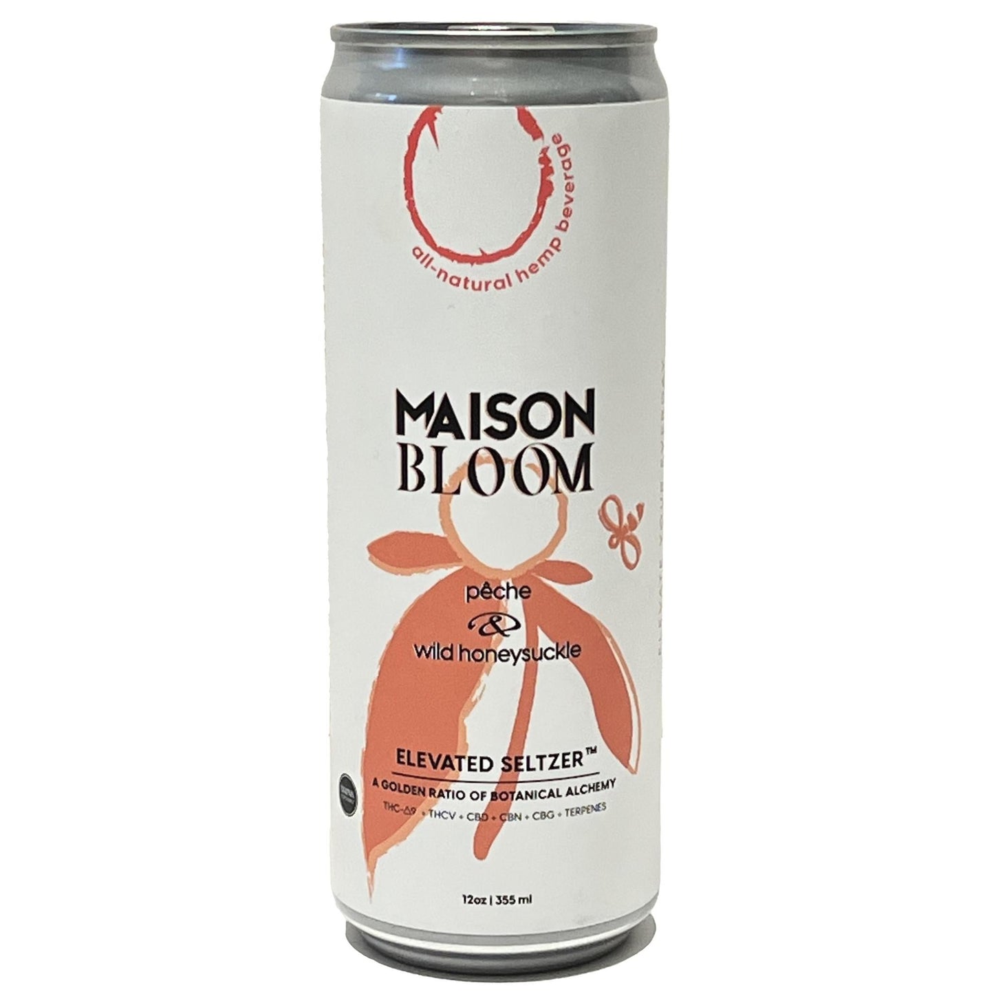 Maison Bloom - 'Peche & Wild Honeysuckle' Non-Alcoholic CBD Seltzer (12OZ) by The Epicurean Trader