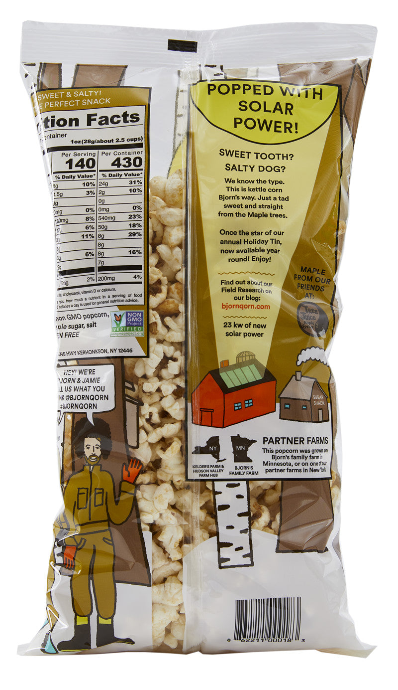 Bjorn Qorn Maple Popcorn Bags - 12-Pack x 3oz Bag by Farm2Me