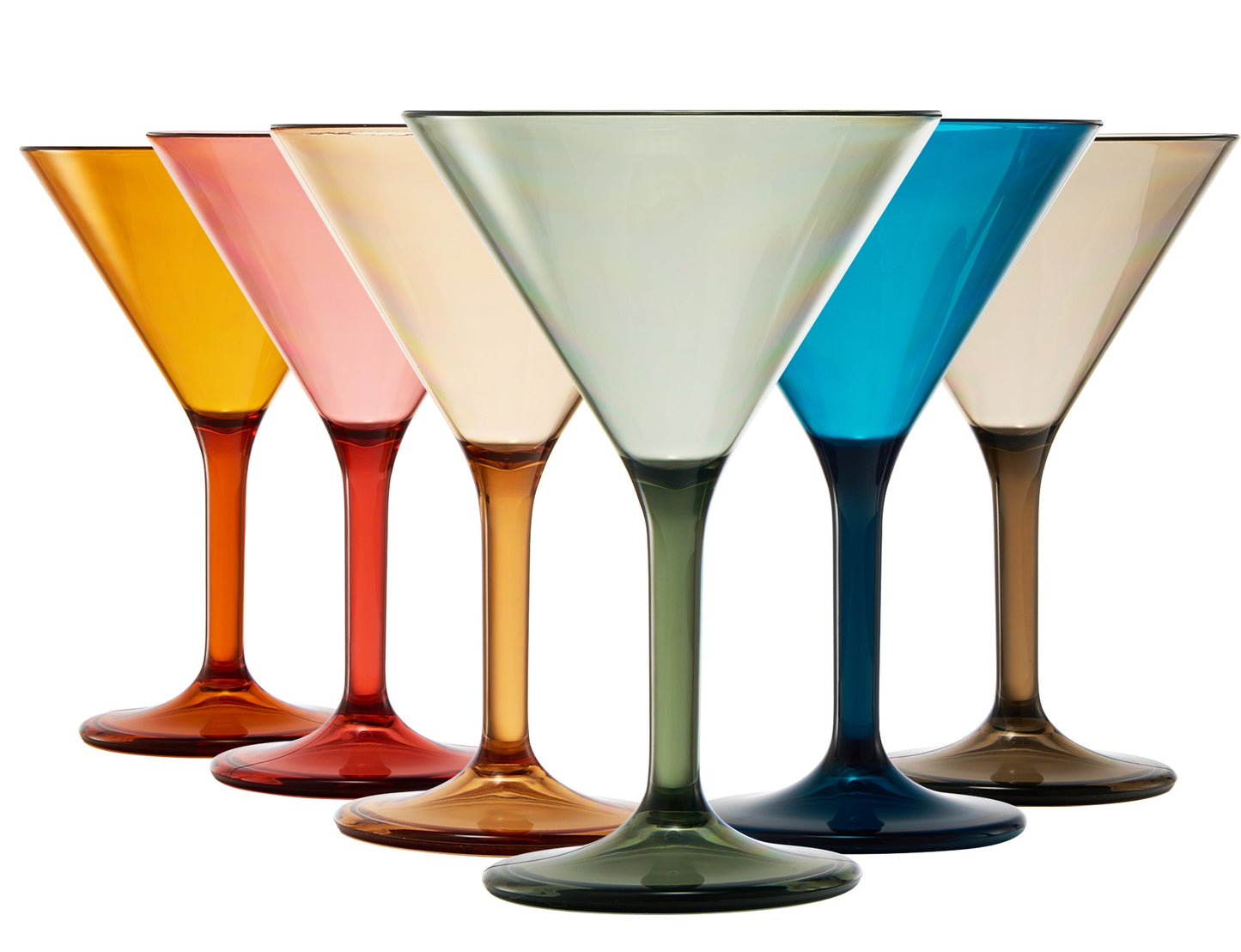 Unbreakable Pastel Color Acrylic Martini Glasses | Set of 6