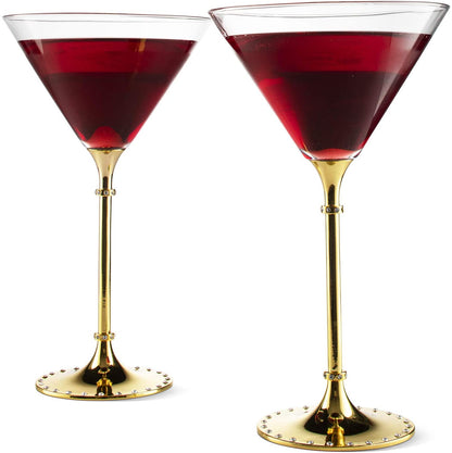 Rhinestone Studded Martini Glasses, Set of 2