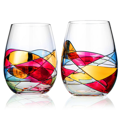 Hand Painted Stemless Extra Large Goblets