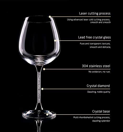 Crystal Wine Glasses Diamond Filled Stem