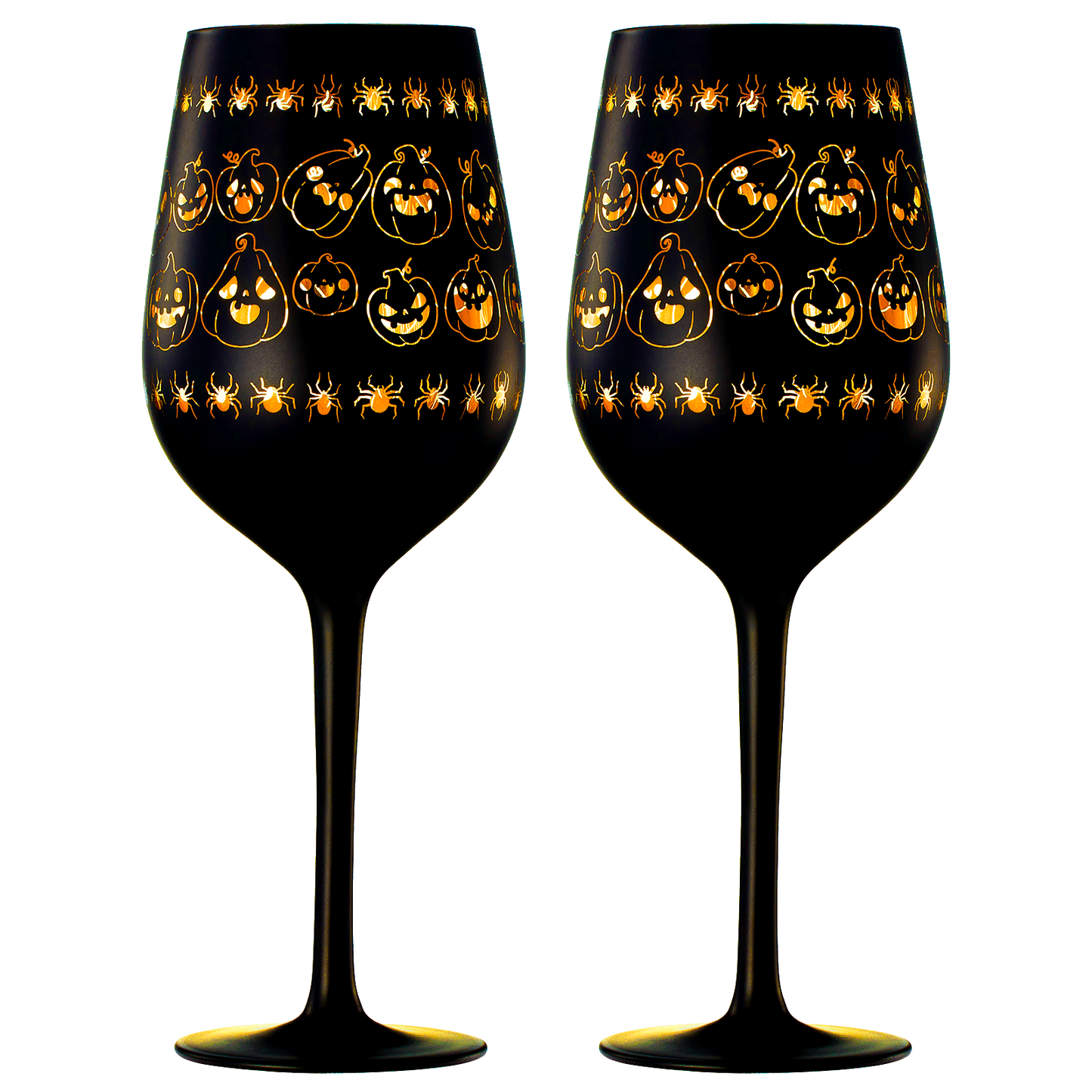 Crystal Halloween Stemmed Wine Glasses - Set of 2