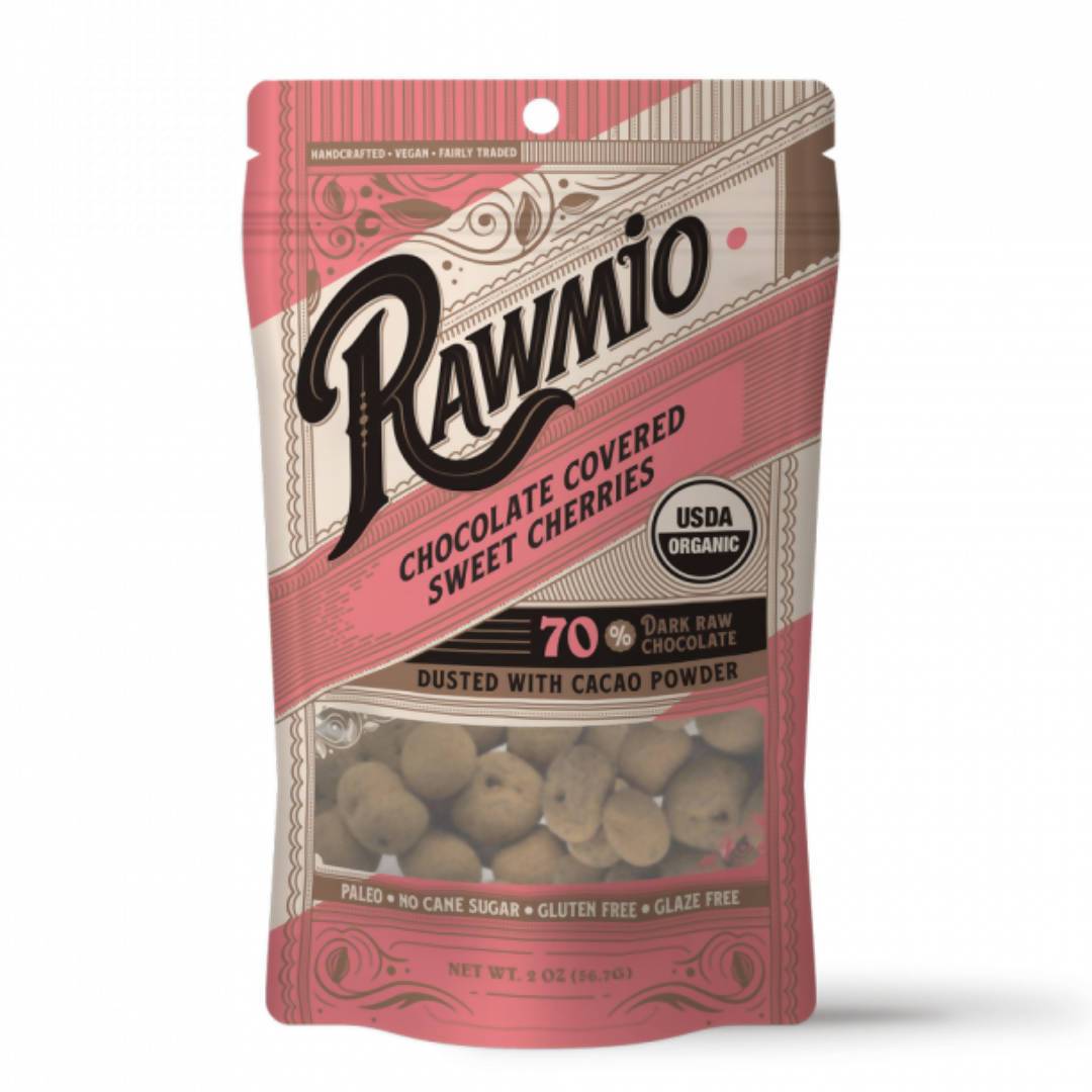 Rawmio Chocolate Covered Sweet Cherries / Chocolate Covered Dried Cherries - 18 Bags