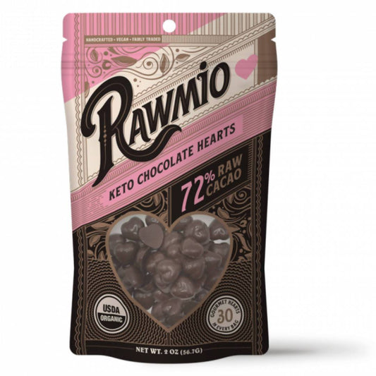 Rawmio Raw Organic Keto Chocolate Hearts, Mini Heart Chocolates - 18 Bags
