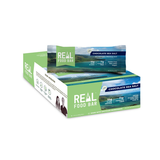 Real Food Bar's Chocolate Sea Salt Bars - 12-Bar Pack (12 x 2.12oz)