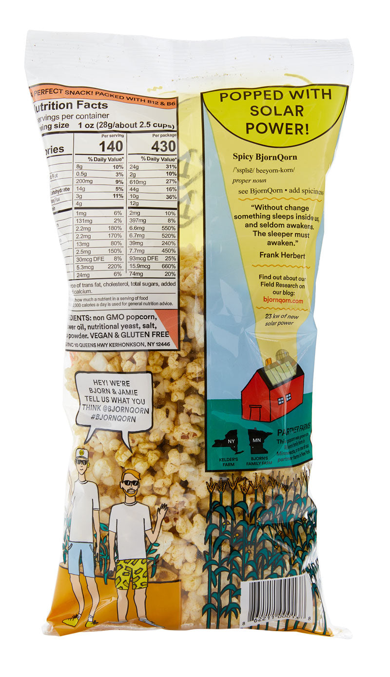 Bjorn Qorn Spicy Popcorn Bags - 12-Pack x 3oz Bags case by Farm2Me