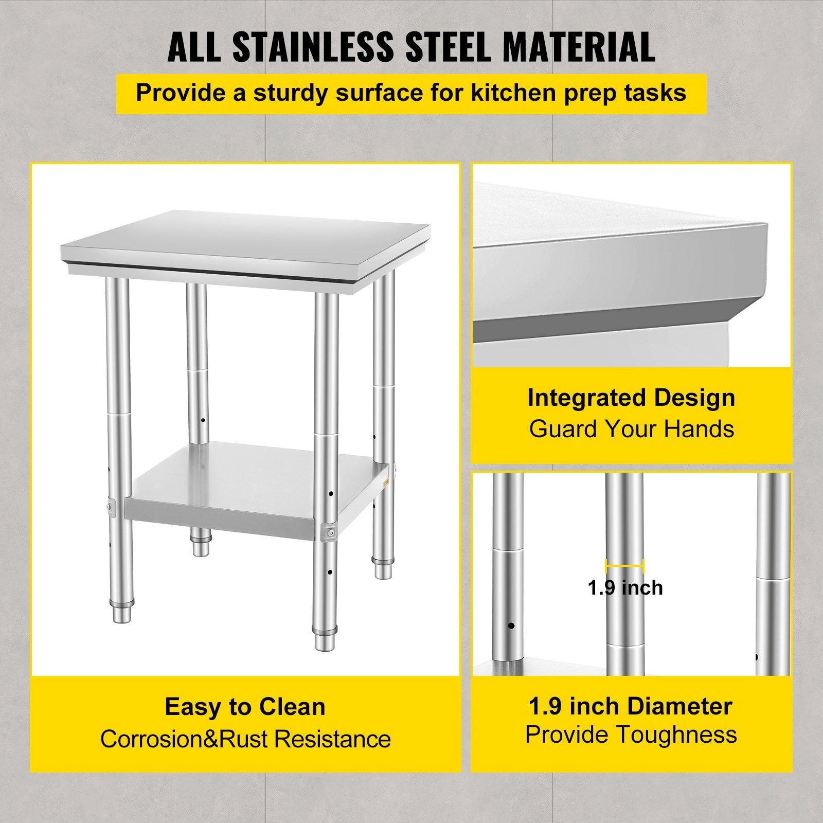 Stainless Steel Commercial Kitchen Work Food Prep Table 24"x 24"-1