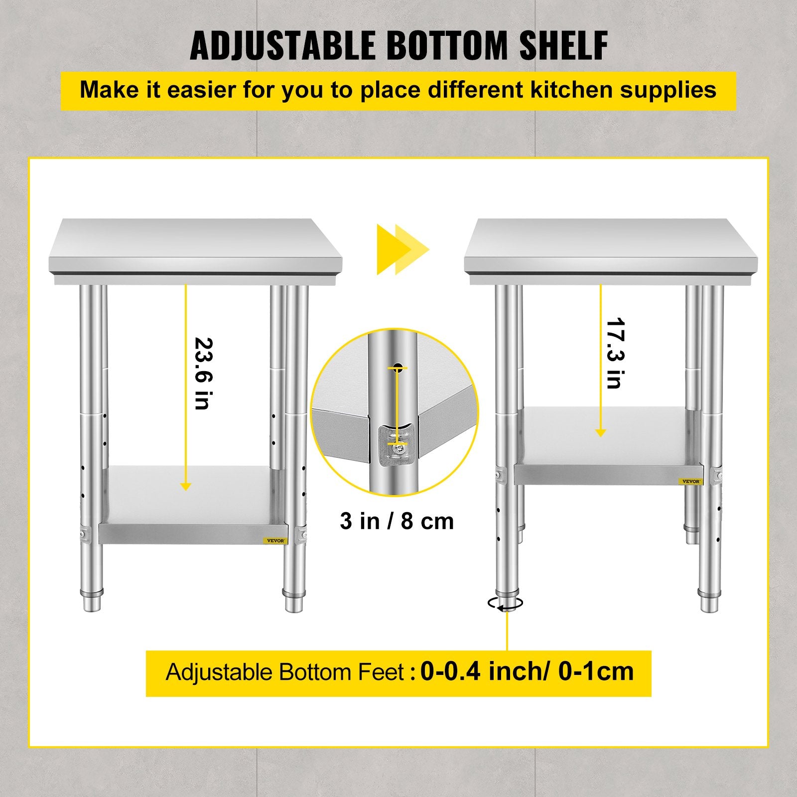 Stainless Steel Commercial Kitchen Work Food Prep Table 24"x 24"-3