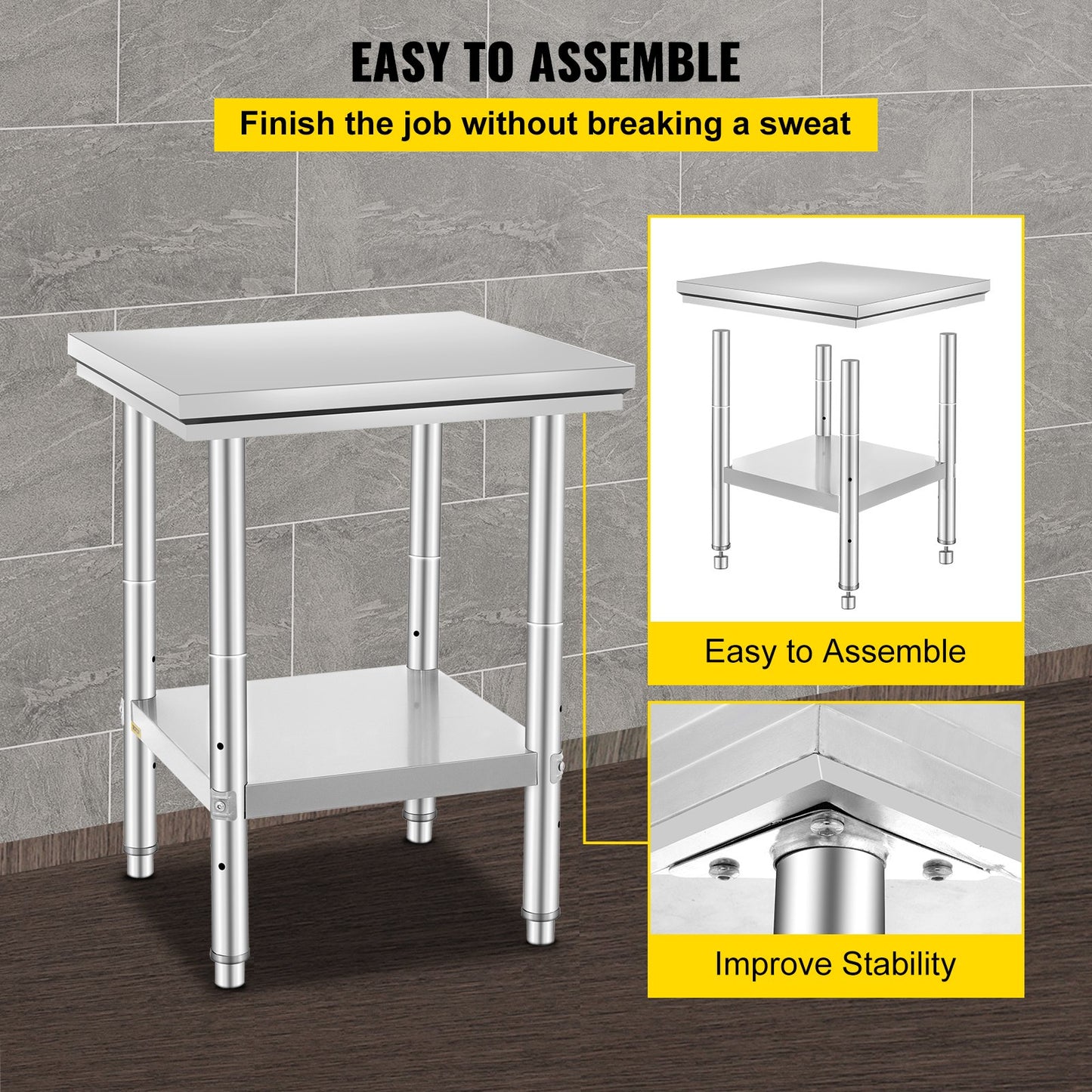 Stainless Steel Commercial Kitchen Work Food Prep Table 24"x 24"-4