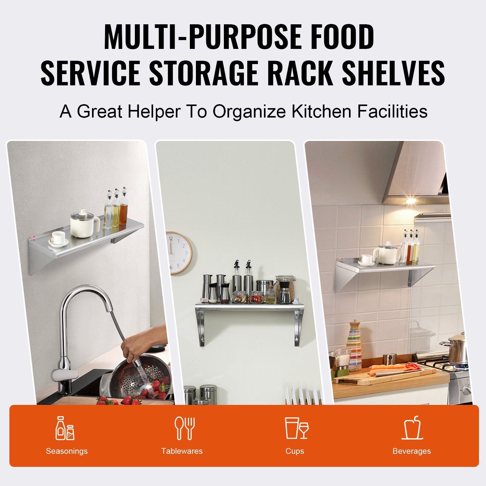 Wall Mounted Floating Shelving with Brackets-4