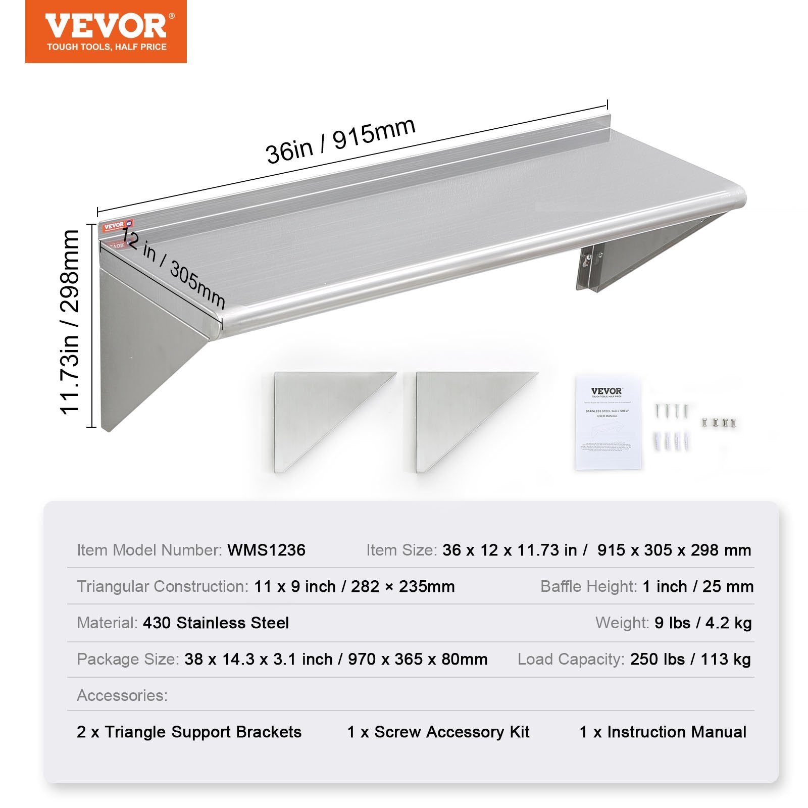 Wall Mounted Floating Shelving with Brackets-5